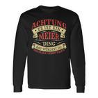 Achtung Es Ist Ein Meier Ding Last Name Plate Langarmshirts