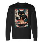 Anime Manga Kawaii Otaku Ramen Cat Christmas Langarmshirts