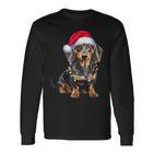 Dachshund Dog Santa Hat Christmas Light Langarmshirts