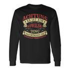 Damen Achtung Es Ist Ein Kowalski Ding Nachname Namensschild Mit-Ausschnitt Langarmshirts