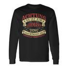 Damen Achtung Es Ist Ein Lehmann Ding Nachname Namensschild Mit-Ausschnitt Langarmshirts