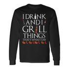 Damen Ich Trinke Und Grille Dinge Das Ist Es Was Ich Tue Urkomis Mit-Ausschnitt Langarmshirts