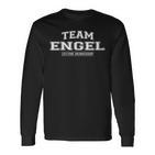 Damen Team Engel Stolzer Familiennachname Nachname Geschenk Mit-Ausschnitt Langarmshirts