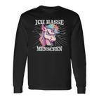 Unicorn Meme Based Ich Hasse Menschen Langarmshirts