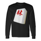 Hayashi Last Name Mahjong Tile Goods Clothing Letters Letters Letters Langarmshirts