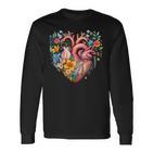 Herz Blumen Menschliches Organ Anatomie Liebe Langarmshirts