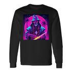 Hipster Wizard Retro Print Langarmshirts