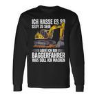 Ich Bin Baggerfahrer Construction Worker Digger Langarmshirts