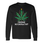 Merry Highnacht Christmas Hemp Leaf Word Game Langarmshirts