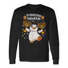 Penguin Hanukkah Menorah Happy Hanukkah Langarmshirts