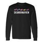 Scandinavia Sweden Norway Denmark Flags Elk Holiday Langarmshirts