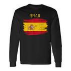 Spain Flag Brush Stroke Style Langarmshirts