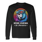 Synthwave Polish Bobr Meme Bober Kurwa Ja Pierdole Bòbr Langarmshirts