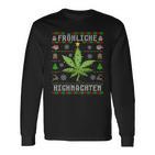 Ugly Christmas Frohe Highnachten Marihuana Weed Geschenk Langarmshirts