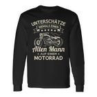 Unterschätze Niemals Einen Old Mann Auf Einem Motorrad Langarmshirts