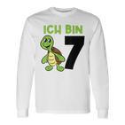 Ich Bin 7 7 Geburtstag Schildkröte Langarmshirts