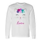 Laura Name Colourful Kitten Cat Laura Langarmshirts