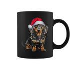 Dachshund Dog Santa Hat Christmas Light Tassen