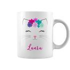 Laura Name Colourful Kitten Cat Laura Tassen