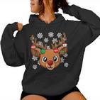 Reindeer Christmas Xmas Women's Children's Kapuzenpullover für Damen