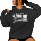 Women's Mein Herz Brennt Für Meinen Fireman Fire Brigade Kapuzenpullover für Damen