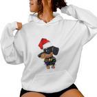 Christmas Outfit Women's Christmas Hat Dog Dachshund Kapuzenpullover für Damen