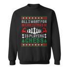 Alles Was Ich Zu Weihnachten Want Ist Schach Spielen Uglicher Christmas Jumper Sweatshirt