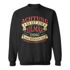 Damen Achtung Es Ist Ein Yilmaz Ding Nachname Namensschild Mit-Ausschnitt Sweatshirt