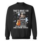 Damen Das Ist Was Ich Mache Ich Pet Cats Ich Spiele Gitarren & Ich Weiß Dinge Mit-Ausschnitt Sweatshirt