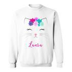 Laura Name Colourful Kitten Cat Laura Sweatshirt