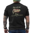 Damen Das Ist Ein Greiner Ding Lustiges Familie Greiner Mit-Ausschnitt T-Shirt mit Rückendruck