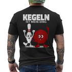 Damen Lustige Kugel & Kegel I Kegeln I Kegeln Ist Mein Ding Mit-Ausschnitt T-Shirt mit Rückendruck