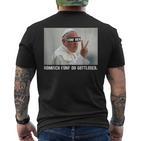 Fünf Bier Römisch Fünf Du Gottloser Gottloser Pope German T-Shirt mit Rückendruck