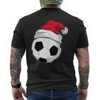 Fußball Mit Nikolausmütze T-Shirt mit Rückendruck