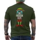 Hairdresser Elf Partner Look Christmas T-Shirt mit Rückendruck