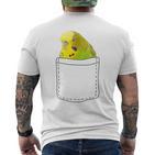 Cute Budgie In Bag Budgie T-Shirt mit Rückendruck