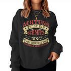 Women's Achtung Es Ist Ein Schmitz Ding Surname Name Plate Sweatshirt Frauen