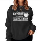 Women's Mein Herz Brennt Für Meinen Fireman Fire Brigade Sweatshirt Frauen