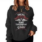 Women's Oneal Blood Runs Through Myeins Last Name Family Sweatshirt Frauen