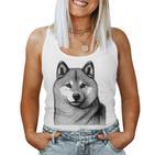 Dog Fingerprint Shiba Inu Dad Mom Gray Tank Top Frauen