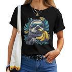 Banana Sloth Wildlife Sunglasses Portrait Banana Fruit T-shirt Frauen