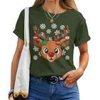 Reindeer Christmas Xmas Women's Children's T-shirt Frauen