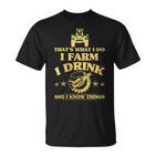 Damen Das Ist Was Ich Mache Farm Drink Beer Ich Weiß Dinge Mit-Ausschnitt T-Shirt