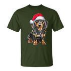 Dachshund Dog Santa Hat Christmas Light T-Shirt