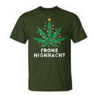 Merry Highnacht Christmas Hemp Leaf Word Game T-Shirt