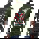 Merry Christmas Santa Hockey Goalie Ugly Christmas Sweater Men's T-shirt Back Print