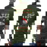 Tiger Wearing Santa Hat Xmas Party Ugly Christmas Tiger Men's T-shirt Back Print