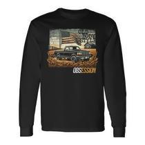 1987 Chevy K10 Silverado Square Body Vintage Pickup Truck Men's Long Sleeve Shirt - Automotive Tee