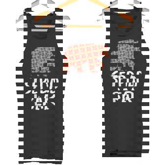 Christmas Stepdad Bear Red Buffalo Plaid Xmas Falimy Pajama Tank Top - Monsterry