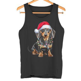 Dachshund Dog Santa Hat Christmas Light Tank Top - Geschenkecke